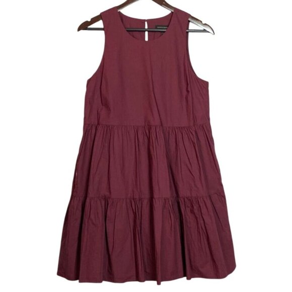 Banana Republic Sleeveless Tiered Burgundy Dress Size S NWT - Picture 1 of 8